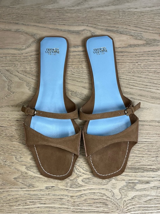 Shoes - Frances Valentine Double Strap Suede Slide Square Toe Sandals Women’s Size 9.5